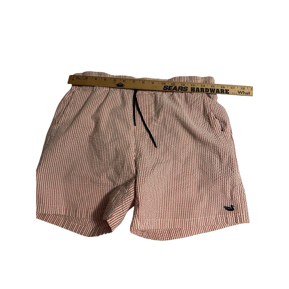 Southern‎ Marsh Dockside Swim Trunks Pinstriped in Red Seersucker Men's Small - Picture 6 of 10